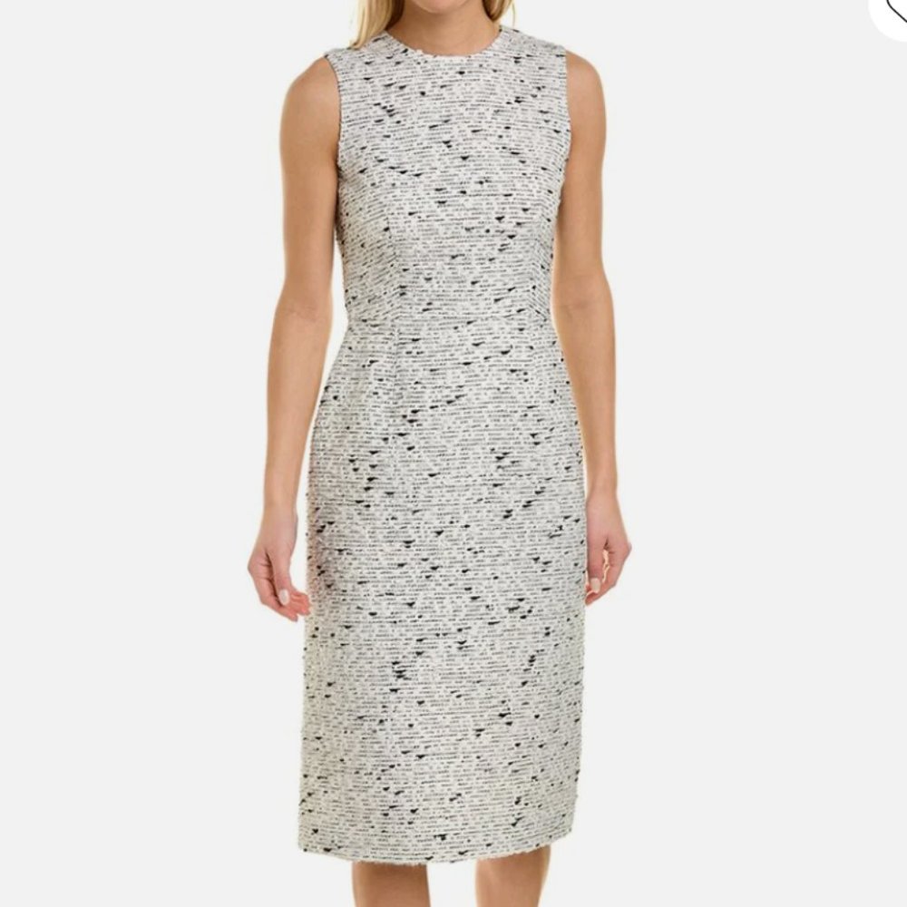 Oscar de la Renta Silk-Lined Marble Tweed Wool-Blend Sheath Dress, size 14